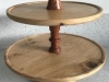 A two tier, revolving cake stand